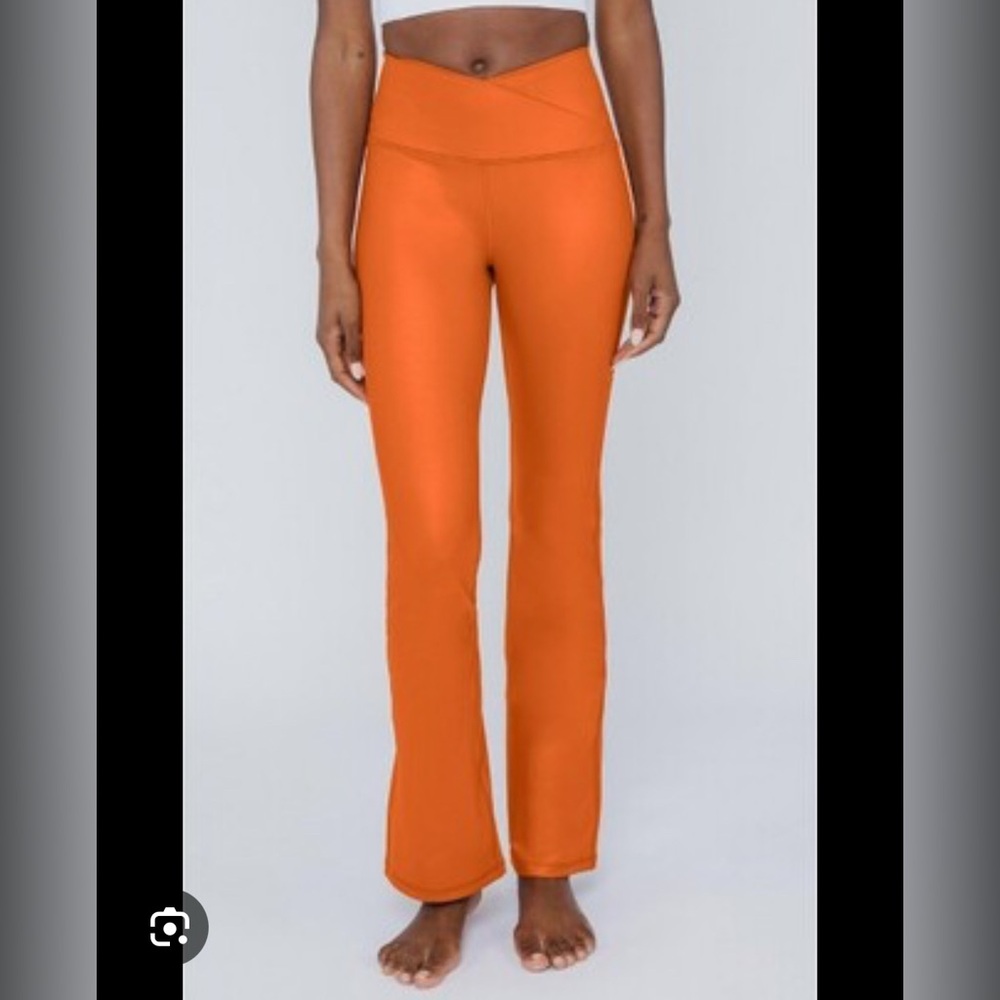 90 degree by reflex flare Orange Faux Leather Leggings